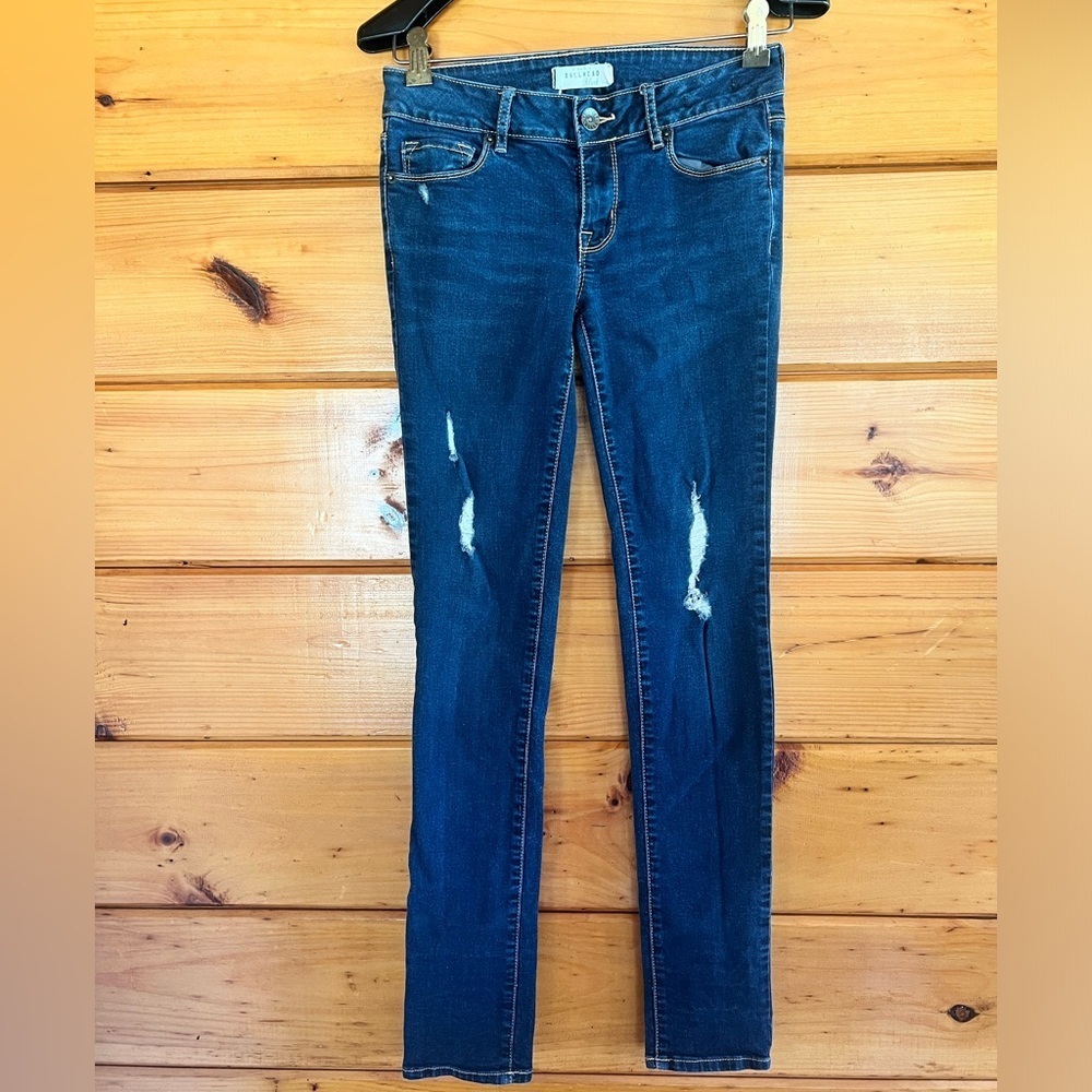 Bullhead Black Denim Legging Jeans Sz 3 R Stretch Skinny Distressed Blue Dark